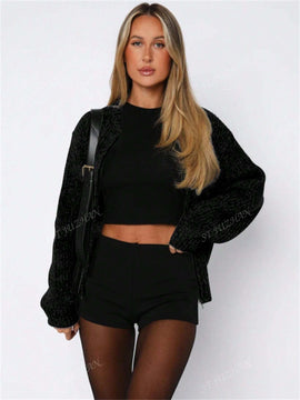 Chaqueta tipo cardigan de punto para mujer de otono/invierno, prenda exterior de moda minimalista casual, parte superior multiusos