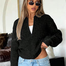 Chaqueta tipo cardigan de punto para mujer de otono/invierno, prenda exterior de moda minimalista casual, parte superior multiusos