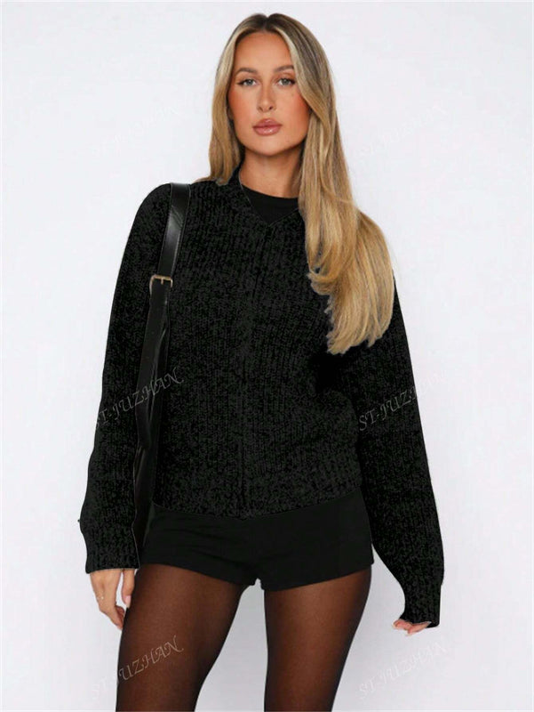 Chaqueta tipo cardigan de punto para mujer de otono/invierno, prenda exterior de moda minimalista casual, parte superior multiusos