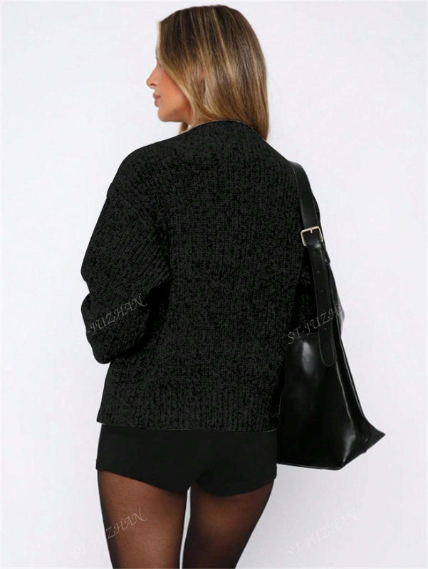 Chaqueta tipo cardigan de punto para mujer de otono/invierno, prenda exterior de moda minimalista casual, parte superior multiusos