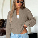 Chaqueta tipo cardigan de punto para mujer de otono/invierno, prenda exterior de moda minimalista casual, parte superior multiusos