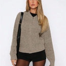 Chaqueta tipo cardigan de punto para mujer de otono/invierno, prenda exterior de moda minimalista casual, parte superior multiusos
