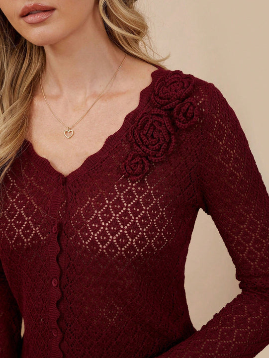 Westfade sueter de cardigan con aplicacion de rosas