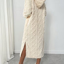 Relaxiva vestido sudadera casual de felpa con capucha, manga larga, bajo con abertura, cordon ajustable, estampado de lema para mujer, otono/invierno