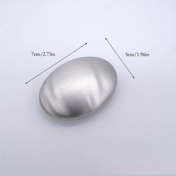 Barra de acero inoxidable para eliminar olores, jabón de manos ovalado para cocina, herramienta mágica del chef para desodorizar y quitar olores a ajo, cebolla y pescado - Incluye jabonera de metal duradera