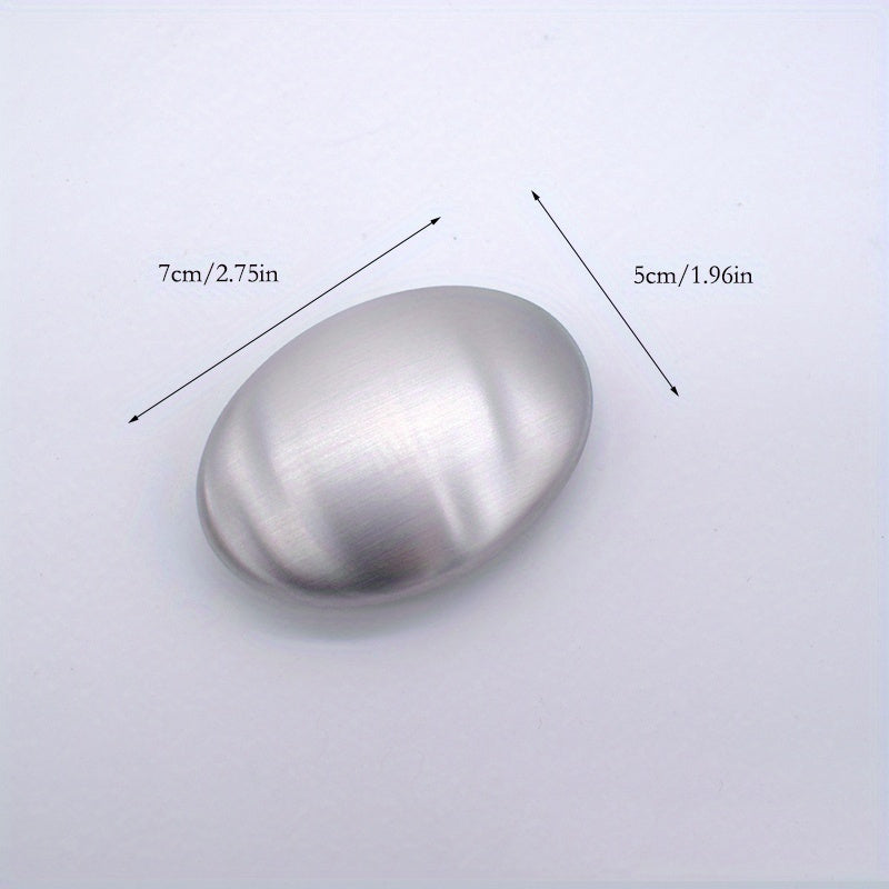 Barra de acero inoxidable para eliminar olores, jabón de manos ovalado para cocina, herramienta mágica del chef para desodorizar y quitar olores a ajo, cebolla y pescado - Incluye jabonera de metal duradera