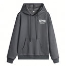 Sudadera con capucha informal y holgada para mujer con estampado de letra, manga larga, forro polar, disenada para un confort extremo, adecuada para usar en capas o sola para crear looks de moda, invierno