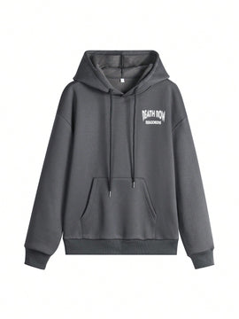 Sudadera con capucha informal y holgada para mujer con estampado de letra, manga larga, forro polar, disenada para un confort extremo, adecuada para usar en capas o sola para crear looks de moda, invierno