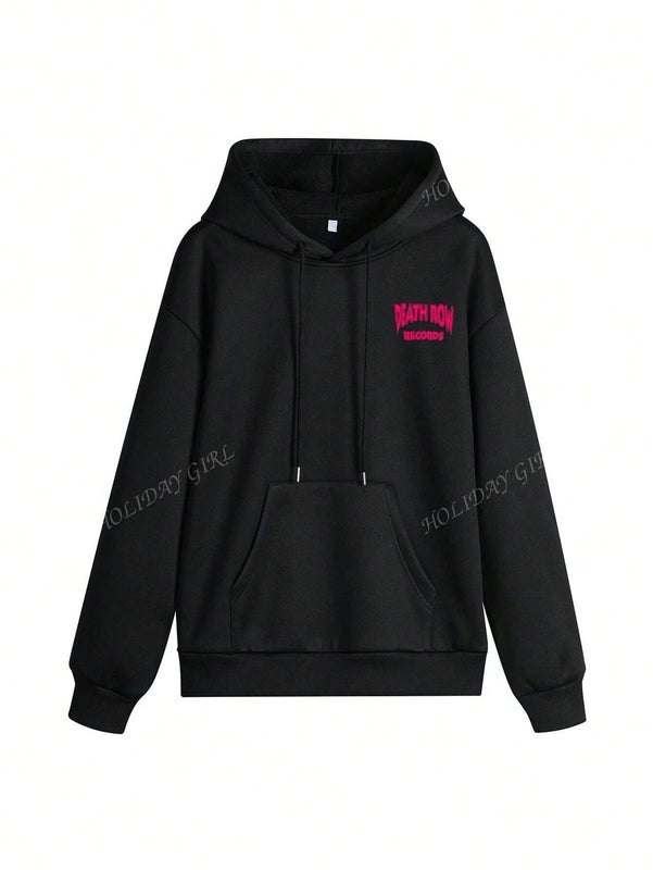 Sudadera con capucha informal y holgada para mujer con estampado de letra, manga larga, forro polar, disenada para un confort extremo, adecuada para usar en capas o sola para crear looks de moda, invierno