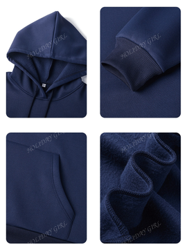 Sudadera con capucha informal y holgada para mujer con estampado de letra, manga larga, forro polar, disenada para un confort extremo, adecuada para usar en capas o sola para crear looks de moda, invierno