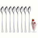 Juego de 8 cucharas elegantes de metal con mango largo - Ideal para té helado, café y helado, aptas para lavavajillas, perfectas para servir y entretener