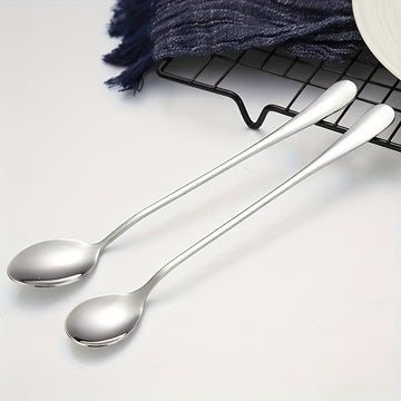 Juego de 8 cucharas elegantes de metal con mango largo - Ideal para té helado, café y helado, aptas para lavavajillas, perfectas para servir y entretener