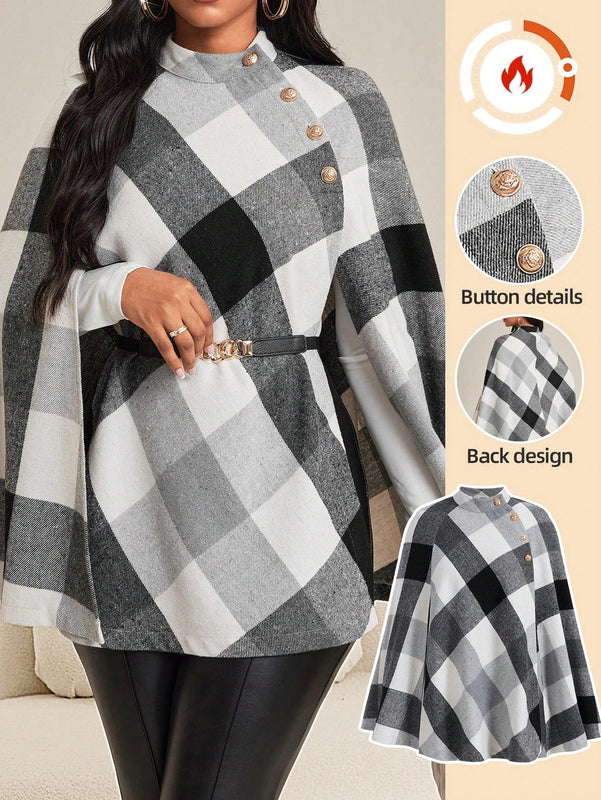 Lady abrigo de mujer de manga larga con cuello alto, botones dorados, estilo elegante para ocasiones casuales, de fiesta, boda, de oficina, en otono e invierno, en colores negro, blanco y gris, talla grande, nuevo.