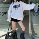 Dazy sudadera con capucha casual holgada de manga larga y hombros caidos con estampado de letras, ropa de calle de otono para mujer
