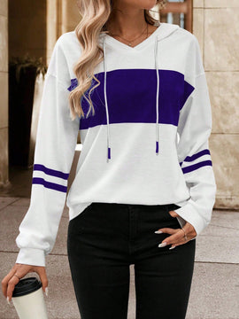 Lune sudadera con capucha de manga larga y hombros caidos para mujer, estampado floral minimalista y holgado, otono