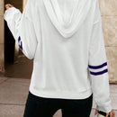 Lune sudadera con capucha de manga larga y hombros caidos para mujer, estampado floral minimalista y holgado, otono