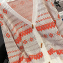 Emery rose cardigan casual con caida de hombros y patron geometrico para mujer, otono/invierno
