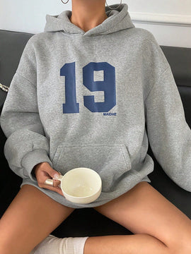Dazy sudadera con capucha de felpa casual y holgada para mujeres