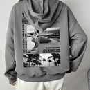 Ezwear sudadera con capucha informal con estampado de paisaje y letras oversize para otono e invierno