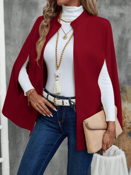 Emery rose abrigo de lana con estilo de capa elegante de unicolor para dama, para otono/invierno