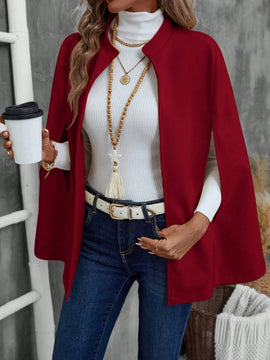 Emery rose abrigo de lana con estilo de capa elegante de unicolor para dama, para otono/invierno