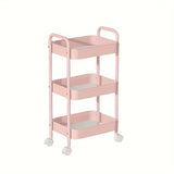 Carrito de almacenamiento metálico rodante de 3 niveles para champán, organizador versátil para cocina, baño, dormitorio – Reposabrazos suave, canastas de malla transpirable, estantes deslizantes, instalación en piso, organizador de dormitorio, canasta c