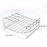 1 pieza, parrilla de freidora de aire de 4 puertos, rejilla de acero inoxidable con diseño de capas dobles, 4 opciones de horneado, perfecta para asar, hornear y cocinar en microondas, accesorio esencial de cocina, accesorios de freidora de aire