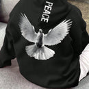 Lune sudadera con capucha informal para mujer con estampado de letra y pata de perro, para otono/invierno