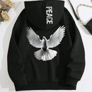 Lune sudadera con capucha informal para mujer con estampado de letra y pata de perro, para otono/invierno