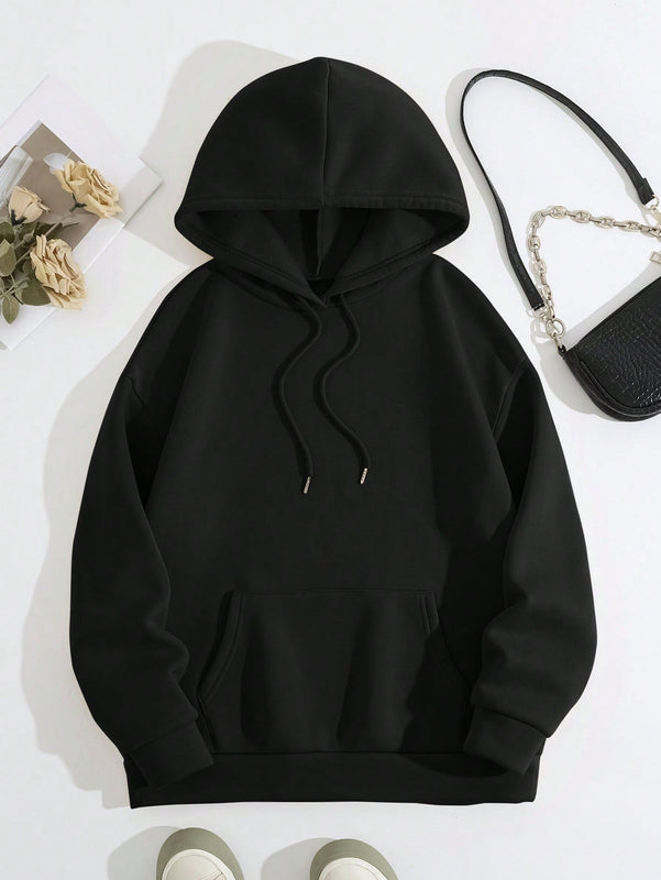Lune sudadera con capucha informal para mujer con estampado de letra y pata de perro, para otono/invierno