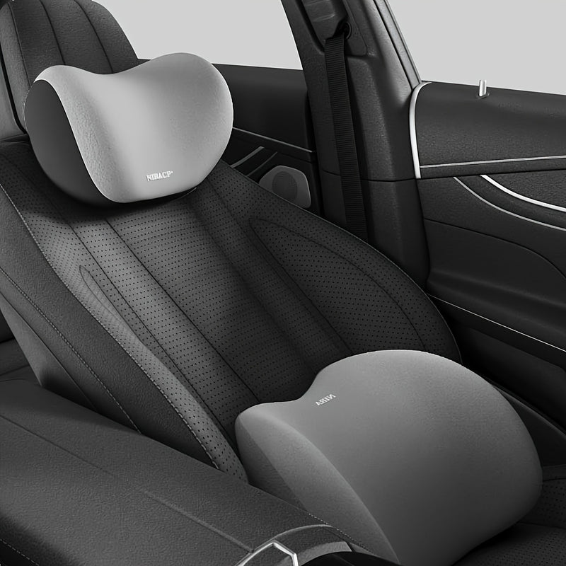 Kit de Confort Ergonómico para Asiento de Coche de 1 Pieza - Reposacabezas de Espuma con Memoria, Soporte Lumbar y Almohada para Hombros para una Experiencia de Conducción Mejorada, Mejora de Asiento de Coche|Accesorio de Coche Moderno|Material de Lona D