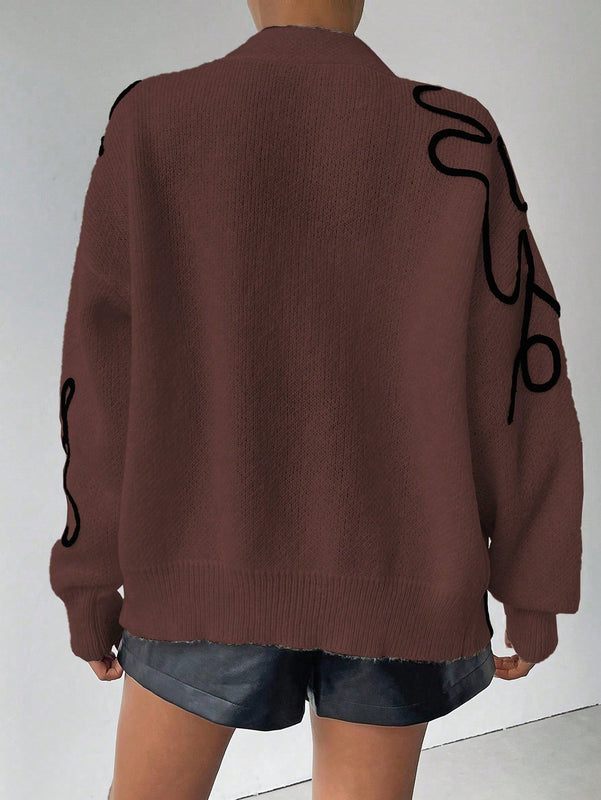Frenchy cardigan casual de mujer con estampado floral, de manga larga y cuello en v, para otono/invierno