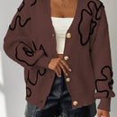 Frenchy cardigan casual de mujer con estampado floral, de manga larga y cuello en v, para otono/invierno