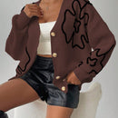 Frenchy cardigan casual de mujer con estampado floral, de manga larga y cuello en v, para otono/invierno