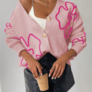 Frenchy cardigan casual de mujer con estampado floral, de manga larga y cuello en v, para otono/invierno