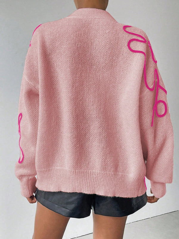Frenchy cardigan casual de mujer con estampado floral, de manga larga y cuello en v, para otono/invierno