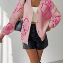 Frenchy cardigan casual de mujer con estampado floral, de manga larga y cuello en v, para otono/invierno