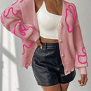 Frenchy cardigan casual de mujer con estampado floral, de manga larga y cuello en v, para otono/invierno