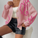 Frenchy cardigan casual de mujer con estampado floral, de manga larga y cuello en v, para otono/invierno