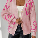 Frenchy cardigan casual de mujer con estampado floral, de manga larga y cuello en v, para otono/invierno