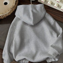 Ezwear sudadera holgada con capucha de felpa gruesa con estampado minimalista casual de leopardo y estrella en blanco para mujeres