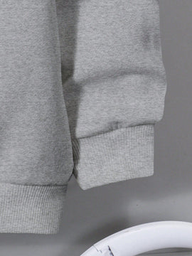 Ezwear sudadera holgada con capucha de felpa gruesa con estampado minimalista casual de leopardo y estrella en blanco para mujeres