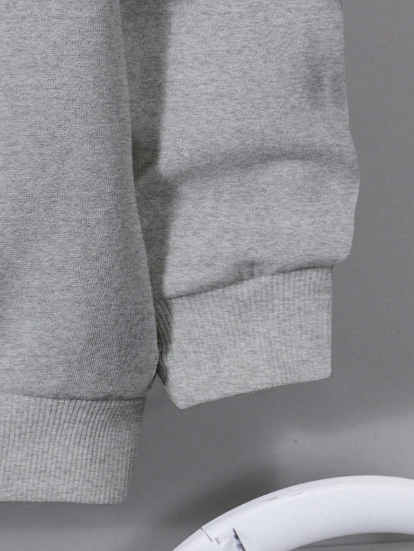 Ezwear sudadera holgada con capucha de felpa gruesa con estampado minimalista casual de leopardo y estrella en blanco para mujeres