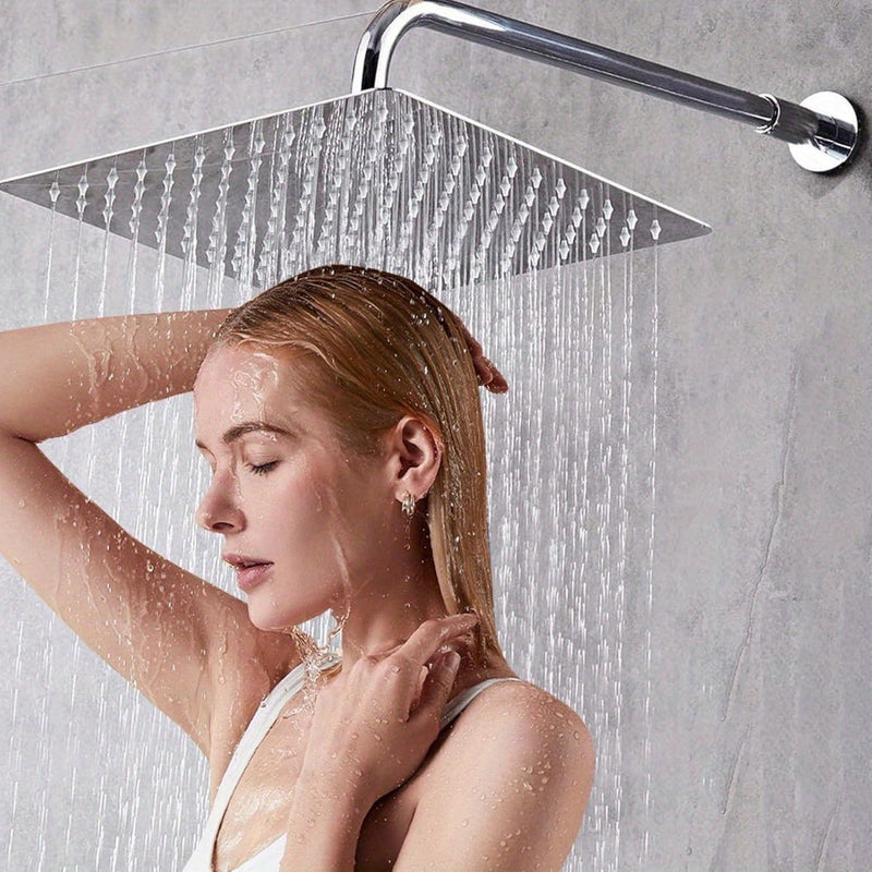 Rociador de Ducha Cuadrado Lujoso de 19.81cm - Acero Inoxidable, Chorro Ultrafino de Alta Presión, Instalación Fácil en Pared para una Experiencia de Baño Refrescante, Accesorios de Ducha
