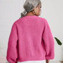 Frenchy cardigan de punto de manga larga, unicolor, con escote en v y botones frontales, versatil y casual