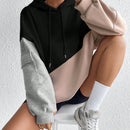 Moosta sudadera con capucha casual con bloque de color, bolsillo decorativo y mangas largas
