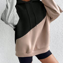 Moosta sudadera con capucha casual con bloque de color, bolsillo decorativo y mangas largas
