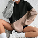 Moosta sudadera con capucha casual con bloque de color, bolsillo decorativo y mangas largas