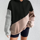 Moosta sudadera con capucha casual con bloque de color, bolsillo decorativo y mangas largas