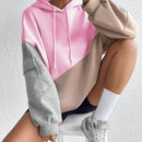 Moosta sudadera con capucha casual con bloque de color, bolsillo decorativo y mangas largas